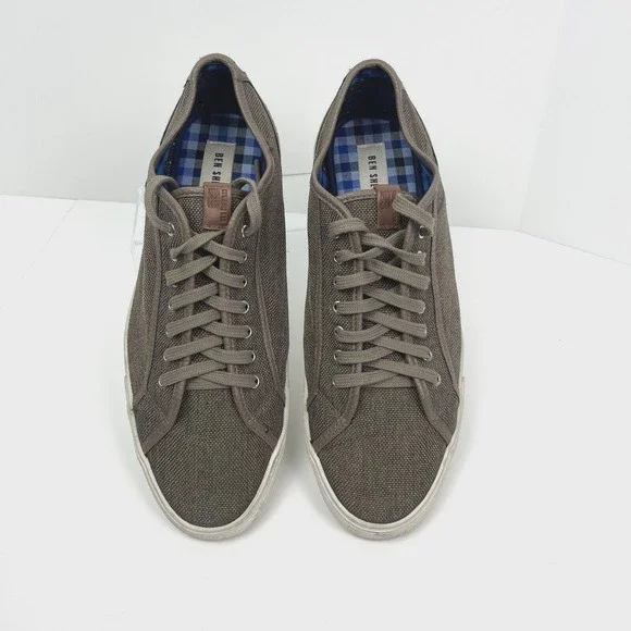 Ben Sherman Chandler Lo Brown Linen Low-Top Sneakers Mens Size 8.5 Lightweight - Picture 2 of 8